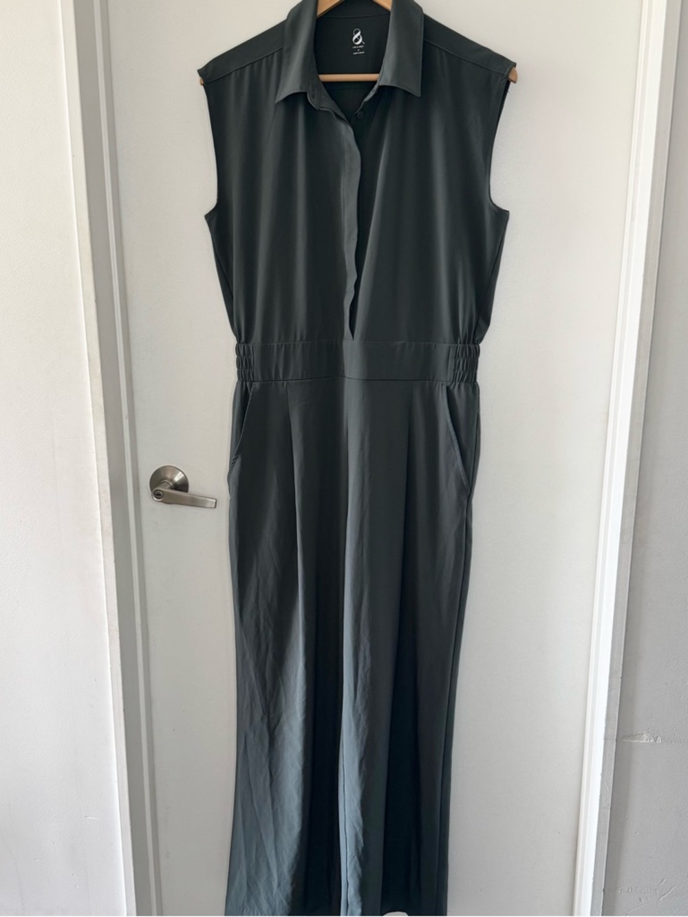 Lou & Grey Sleeveless Charcoal Collared Jumpsuit